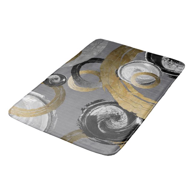 Modern Elegant Rough Rings Circles Abstract Bath Mat (Angled)