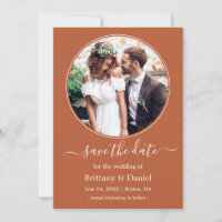 Modern Elegant Round Photo Frame Burnt Orange