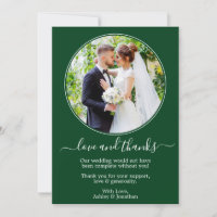 Modern Elegant Round Photo Frame Green Wedding