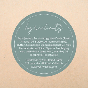 Modern Elegant Round Product Ingredient List Label