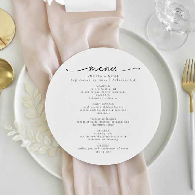Modern Elegant Round Wedding Menu (Creator Uploaded)