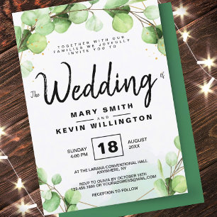 Modern Elegant Rustic Eucalyptus Wedding Invitation