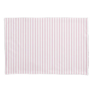 Modern Elegant Rustic Pink French Ticking Stripes Pillowcase