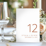 Modern Elegant Rustic Terracotta Wedding Table Number<br><div class="desc">Modern and elegant table number featuring rustic terracotta modern typography table number. Great for weddings or your next special occasions.</div>