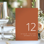 Modern Elegant Rustic Terracotta Wedding Table Number<br><div class="desc">Modern and elegant table number featuring rustic terracotta modern typography table number. Great for weddings or your next special occasions.</div>