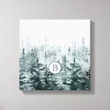 Modern Elegant Rustic Winter Green Custom Monogram