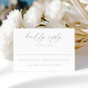 Modern Elegant Sage Green Calligraphy Wedding RSVP Card