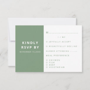 Modern Elegant Sage Green Minimalist Wedding  RSVP Card
