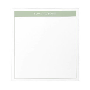 Modern Elegant Sage Green Simple Border Name Notepad
