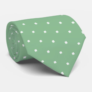 Modern Elegant Sage Green Small Clover Pattern Tie