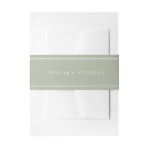 Modern Elegant Sage Green Wedding  Invitation Belly Band