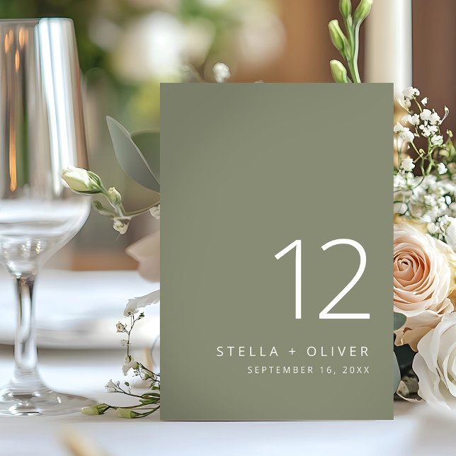Modern Elegant Sage Green Wedding Table Number (Modern Elegant Sage Green Wedding Table Number)