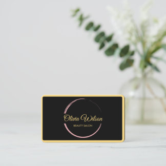 Modern Elegant Salon monogrammed black QR code  Business Card