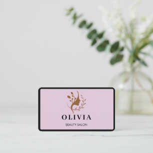 Modern Elegant Salon monogrammed white QR code Bu Business Card