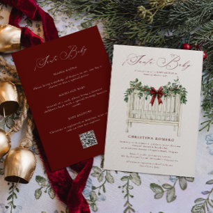 Modern Elegant Santa Baby All in One Baby Shower  Invitation