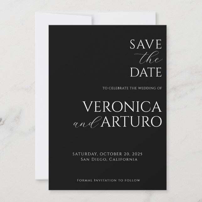 Modern Elegant Save The Date Card (Front)