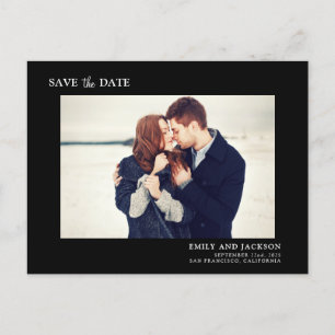 Modern Elegant Save the Date Photo Black Announcement Postcard