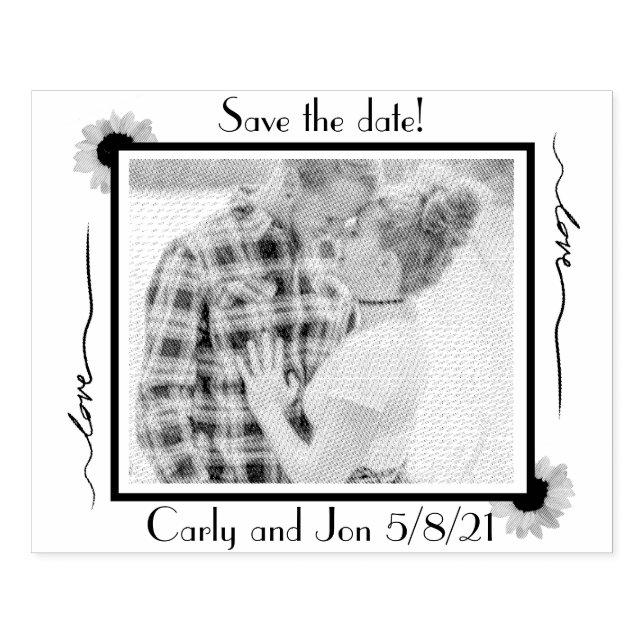 Modern elegant save the date sunflowers rubber stamp (Imprint)