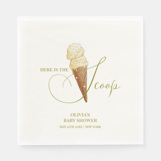 Modern Elegant Scoop Ice Cream Baby Shower  Napkin (Front)