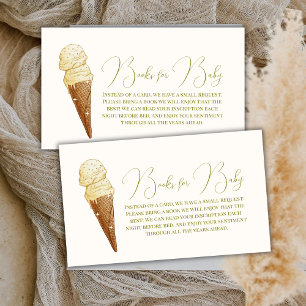 Modern Elegant Scoop Ice Cream Books Baby Shower Enclosure Card
