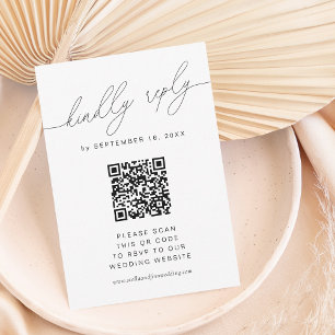 Modern Elegant Scrip W/ QR Code RSVP Card