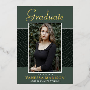 Modern Elegant Script 1 Photo Foil Grad Card