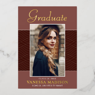 Modern   Elegant Script 1 Photo Foil Grad Card
