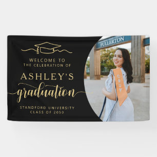 Modern Elegant Script 1 Photo Graduation  Banner