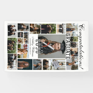 Modern Elegant Script 20 Photo Graduation  Banner