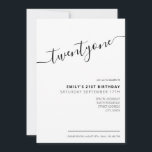 Modern Elegant Script 21st Birthday Invitation<br><div class="desc">Modern Black and White 21st Birthday Invitation. Minimalist 21st birthday invitation template design featuring elegant calligraphy hand lettered script font.</div>