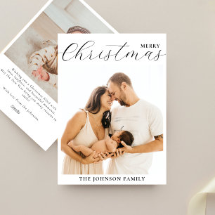Modern Elegant Script 2 Photo Family Christmas Holiday Card