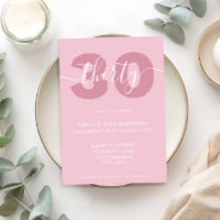 Modern Elegant Script 30th Birthday Invitation