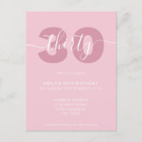 Modern Elegant Script 30th Birthday Invitation