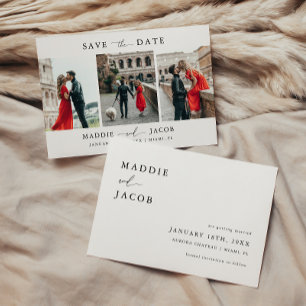 Modern Elegant Script 3 Photo Wedding Save The Date