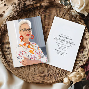 Modern Elegant Script 75th Birthday Party Photo Invitation