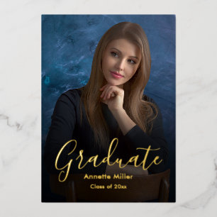 Modern Elegant Script Add Photo Graduation Party