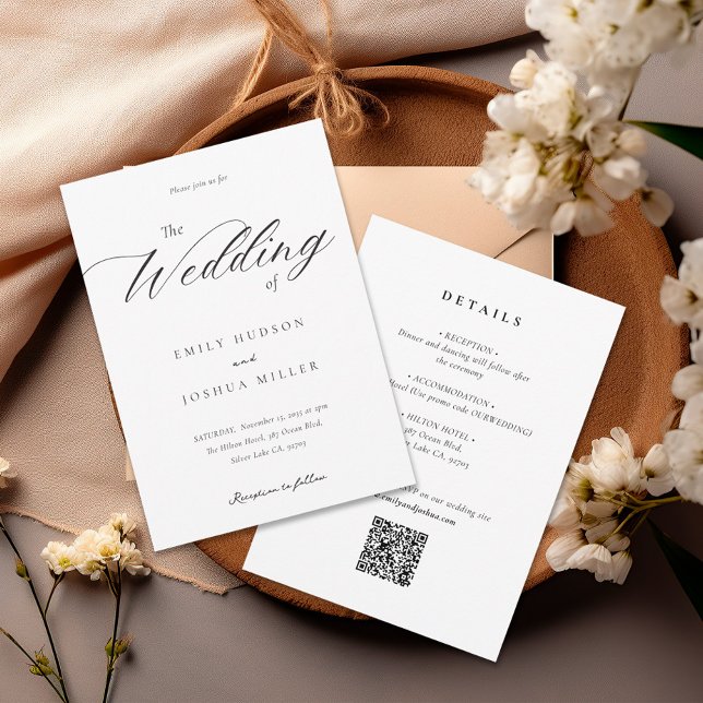 Modern Elegant Script All in One Wedding Invitation (Creator Uploaded)