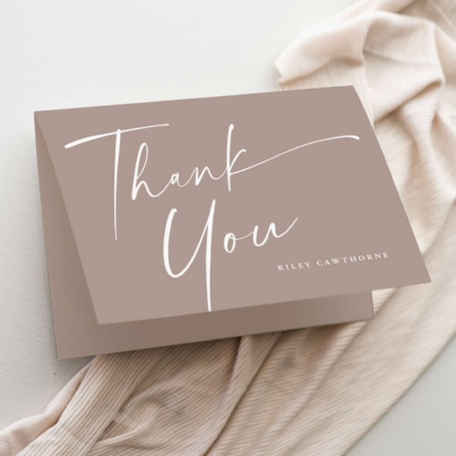 Modern Elegant Script Baby Shower Thank You Card (Simple modern handwritten script gender neutral baby shower thank you card.)