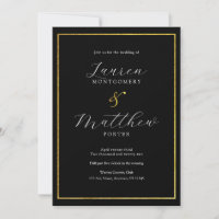 Modern Elegant Script Black and Gold Wedding