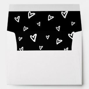 Modern Elegant Script Black & White Baby Shower Envelope
