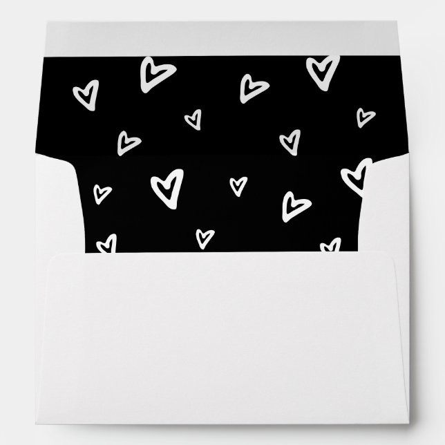 Modern Elegant Script Black & White Baby Shower Envelope (Back (Bottom))