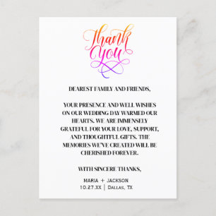 Modern Elegant Script Black White Wedding Postcard