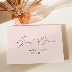 Modern Elegant Script Blush Wedding Guest Book