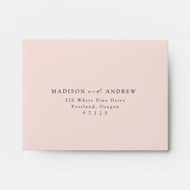 Modern Elegant Script Blush Wedding RSVP Envelope (Front)