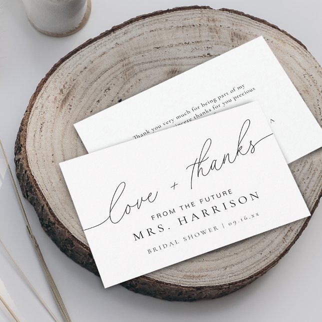 Modern Elegant Script Bridal Shower Thank You Card (Modern Elegant Script Bridal Shower Love & Thanks Card)