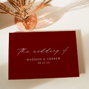 Modern Elegant Script Burgundy Wedding Guest Book