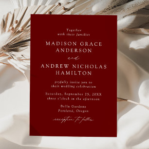 Modern Elegant Script Burgundy Wedding Invitation