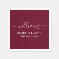 Modern Elegant Script Burgundy Wedding Napkins