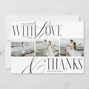 Modern Elegant Script Calligraphy Photo Collage Thank You Card