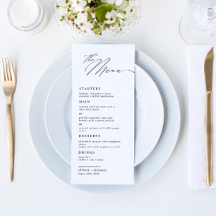 Modern Elegant Script Calligraphy Wedding Dinner Menu